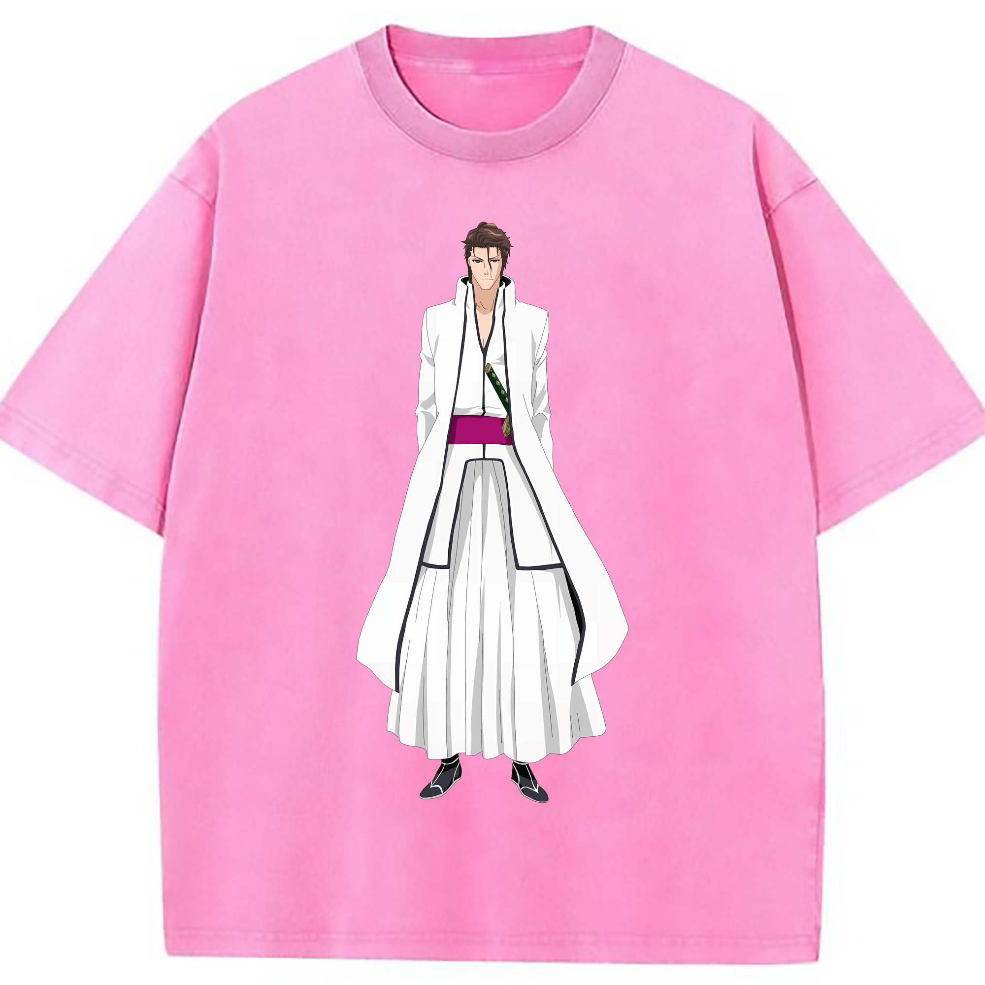（画像用） ブリーチ 藍染 惣右介（あいぜん そうすけ） BLEACH Aizen Sousuke 綿100% ヴィンテージ風 半袖Tシャツ（フロントプリント）